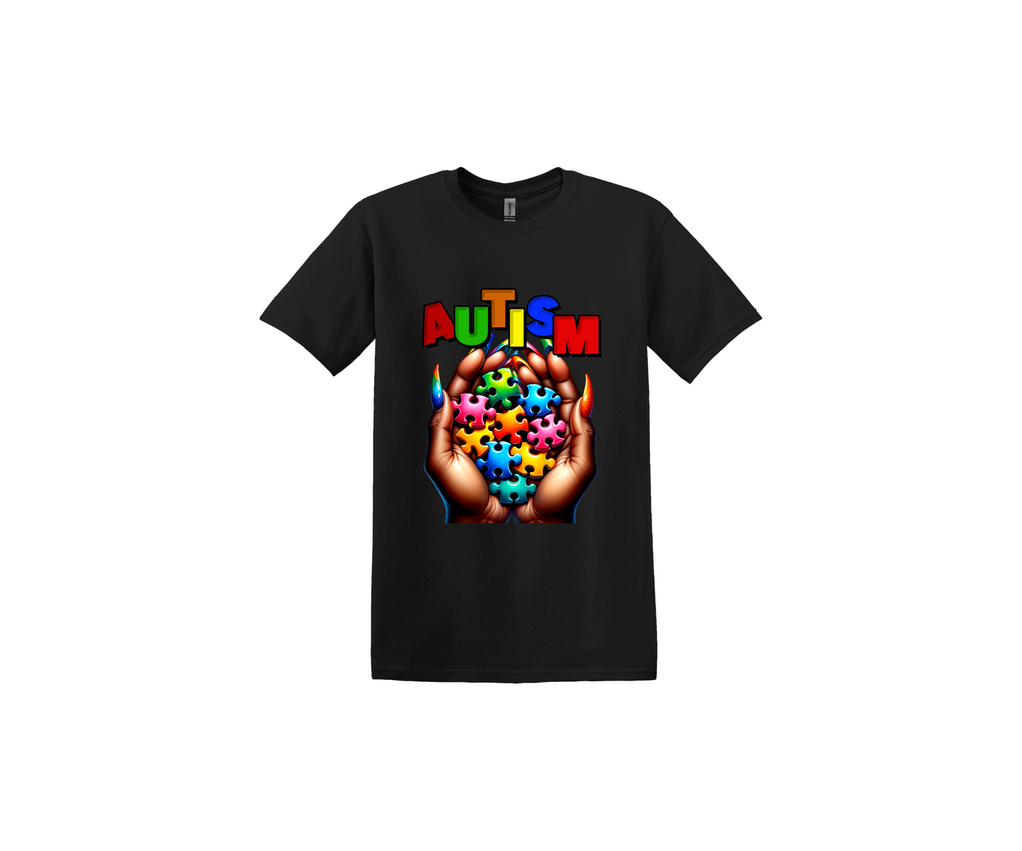 Autism Hand Up Black T-Shirt