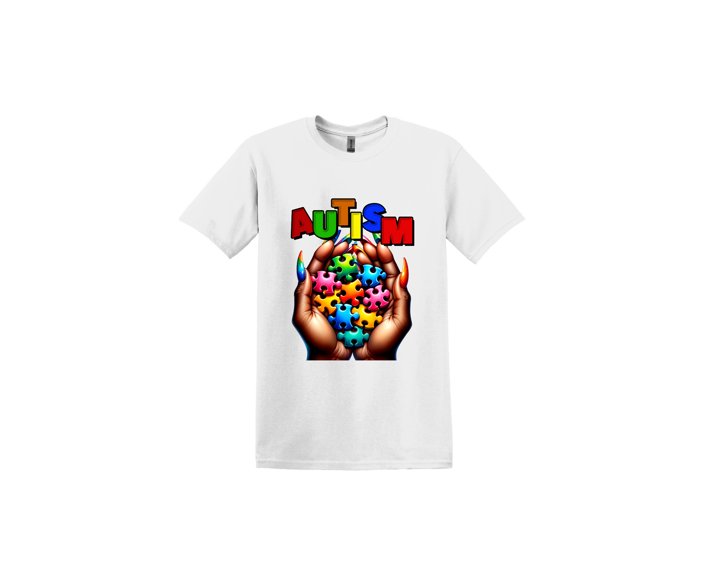 Autism Hand Up White T-Shirt