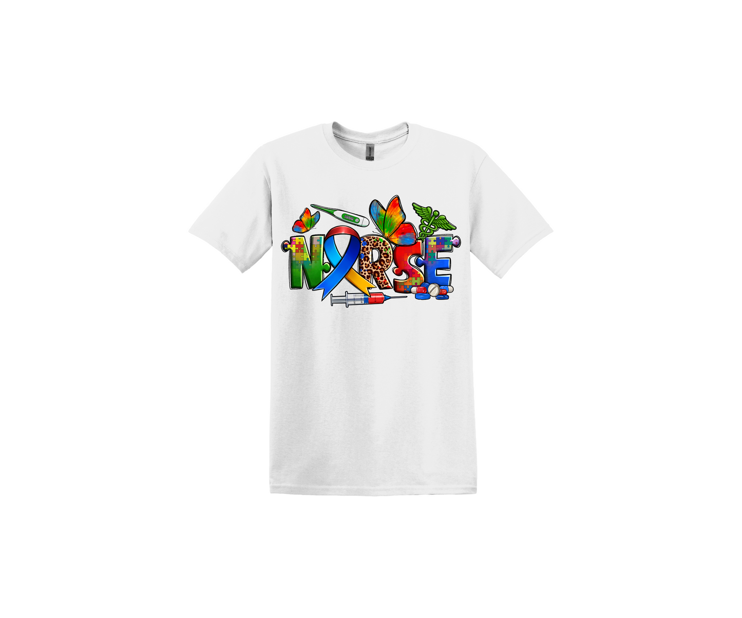 Autism Nurse Butterfly White T-Shirt