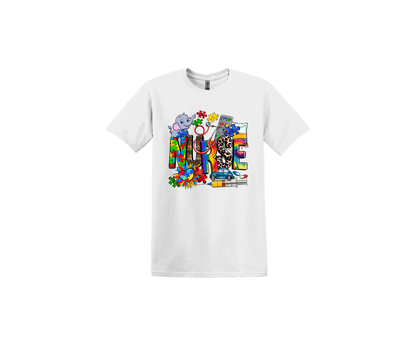 Autism Nurse Elephant White T-Shirt