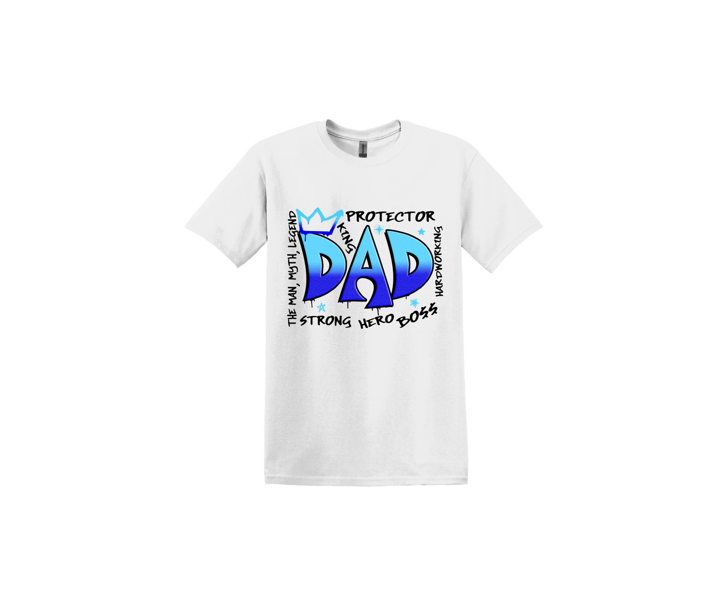 Dad Light and Dark Blue White T-Shirt