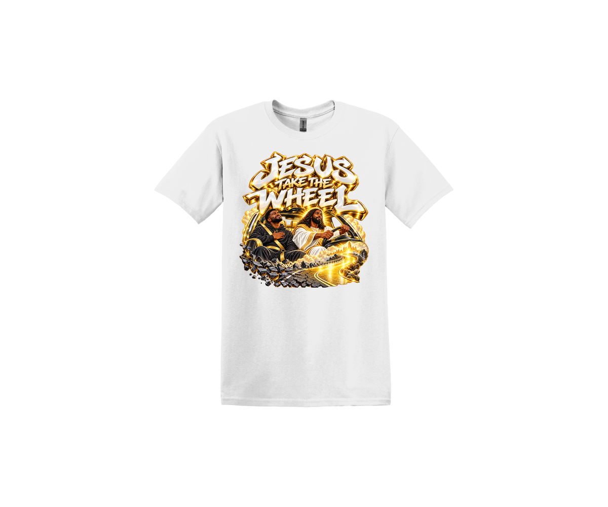 Jesus Take The Wheel White T-Shirt