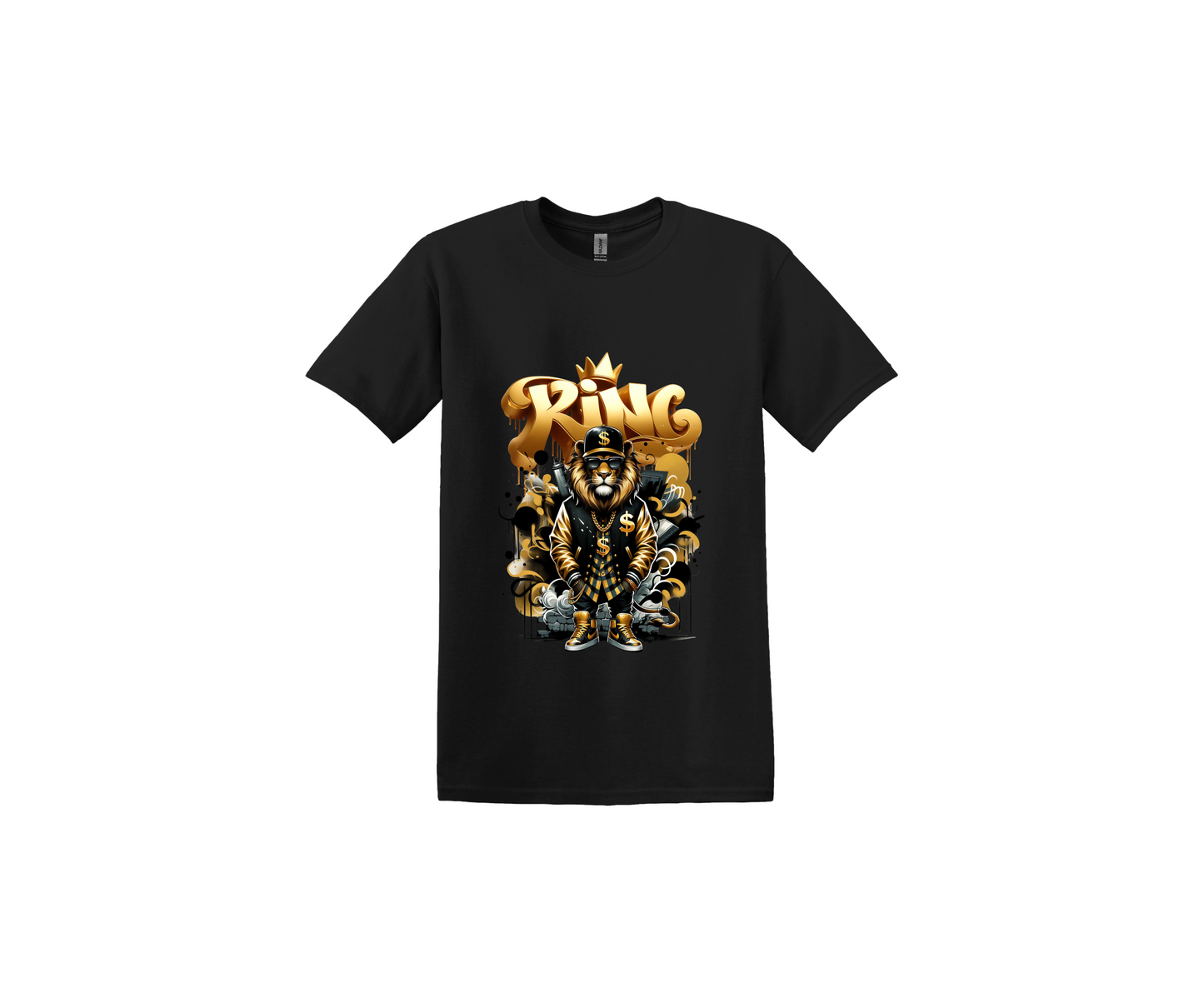 Lion Black and Gold Black T-Shirt