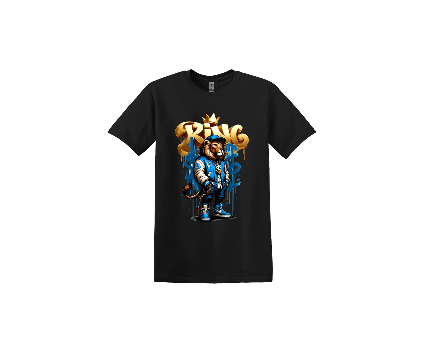 Lion Black and Blue Black T-Shirt