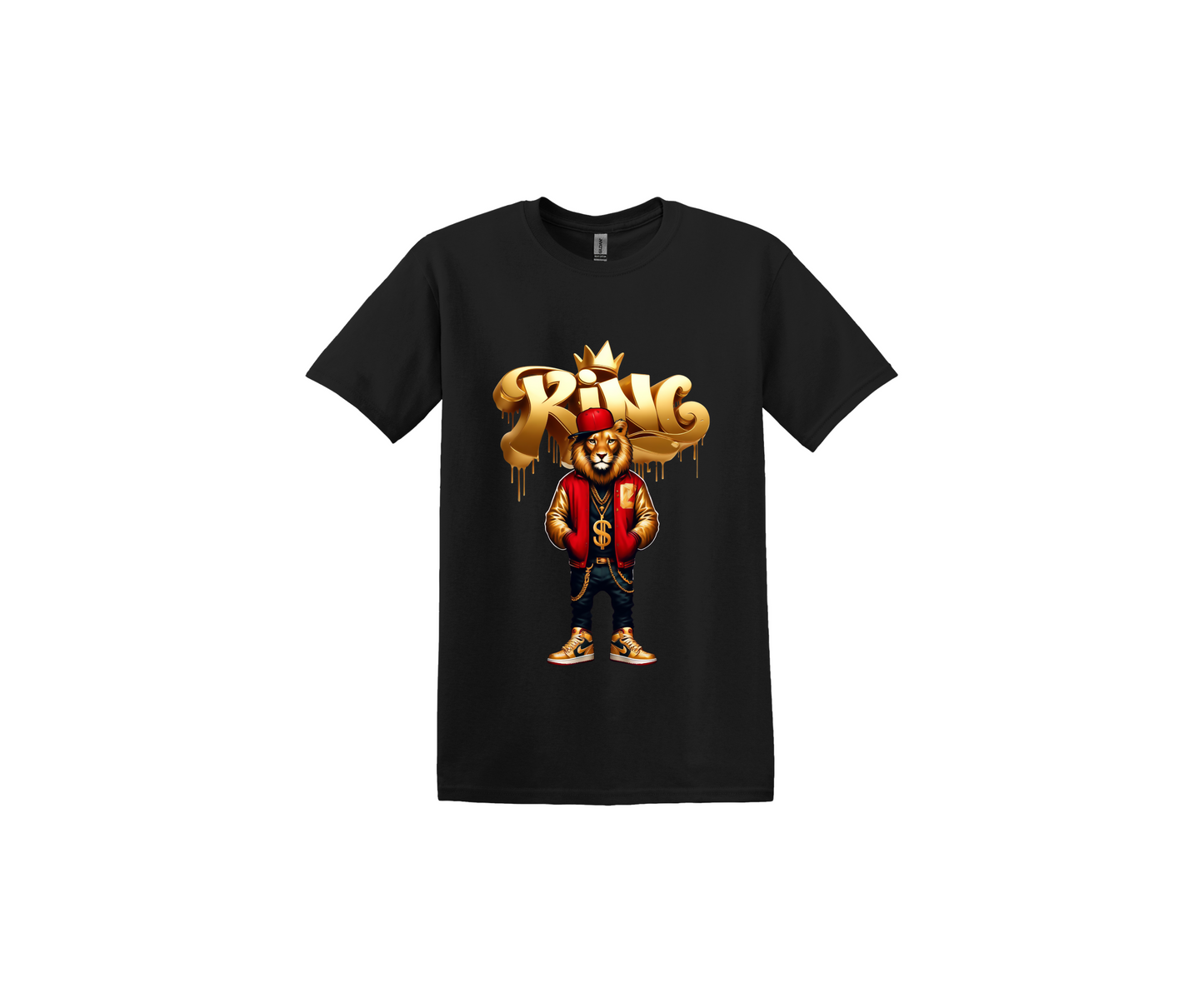Lion Gold and Red Black T-Shirt