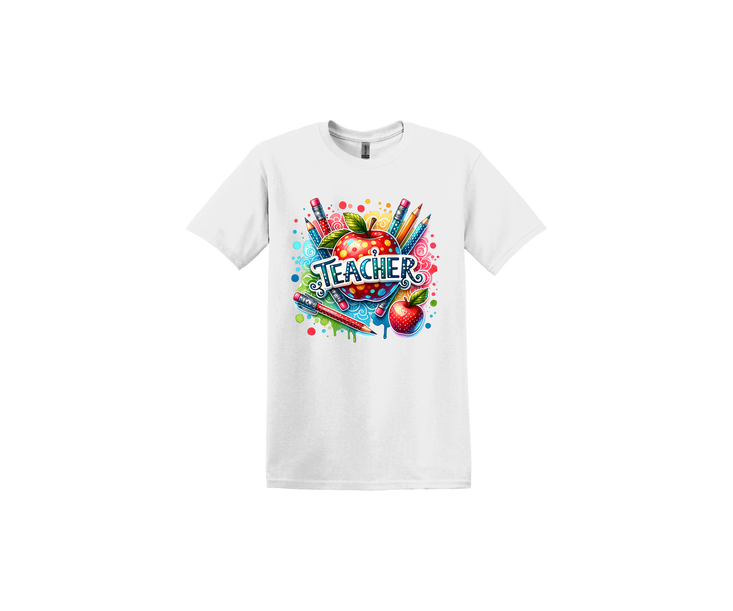 Teacher with Apple and Pencils White T-Shirt
