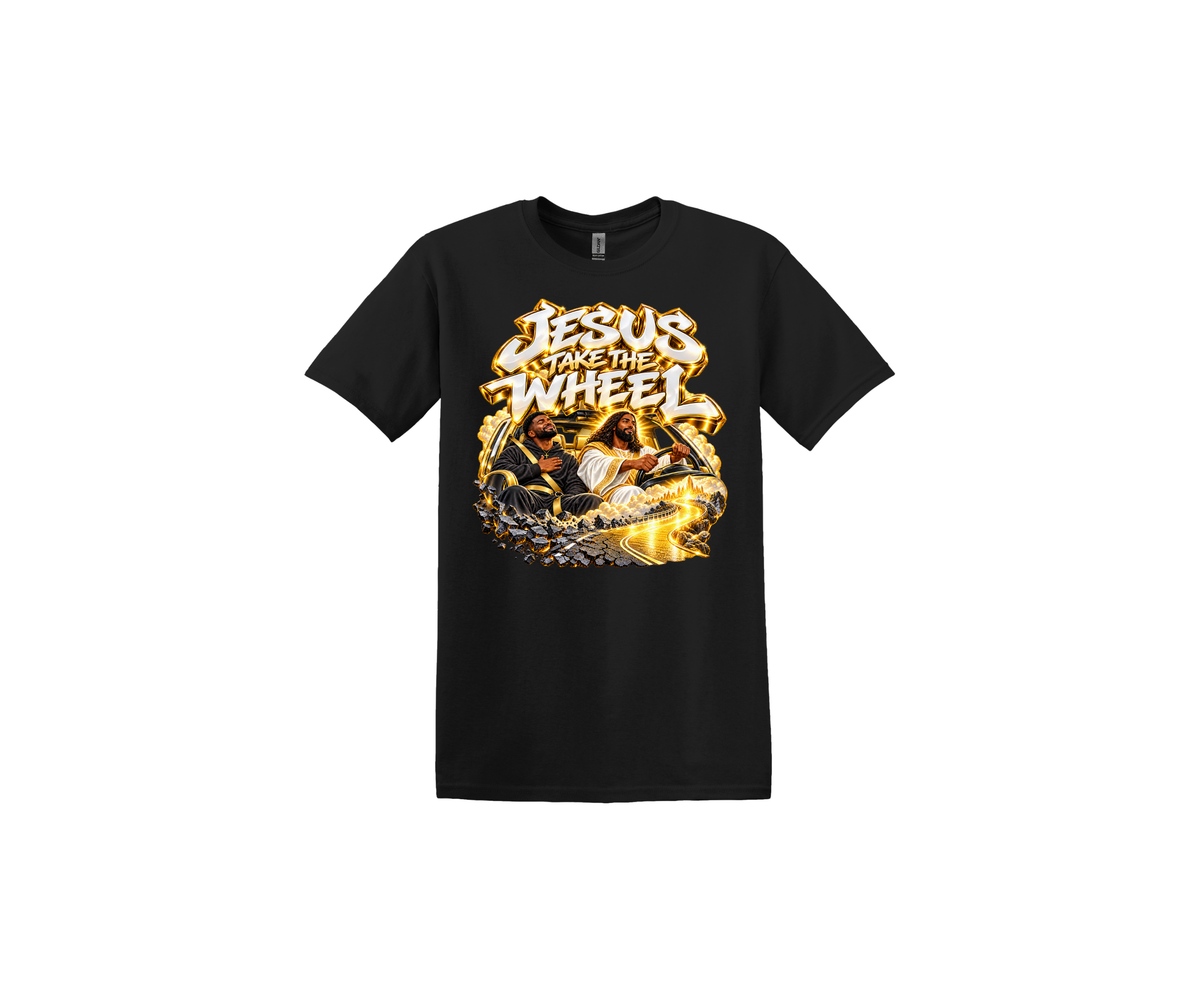 Jesus Take The Wheel Black T-Shirt