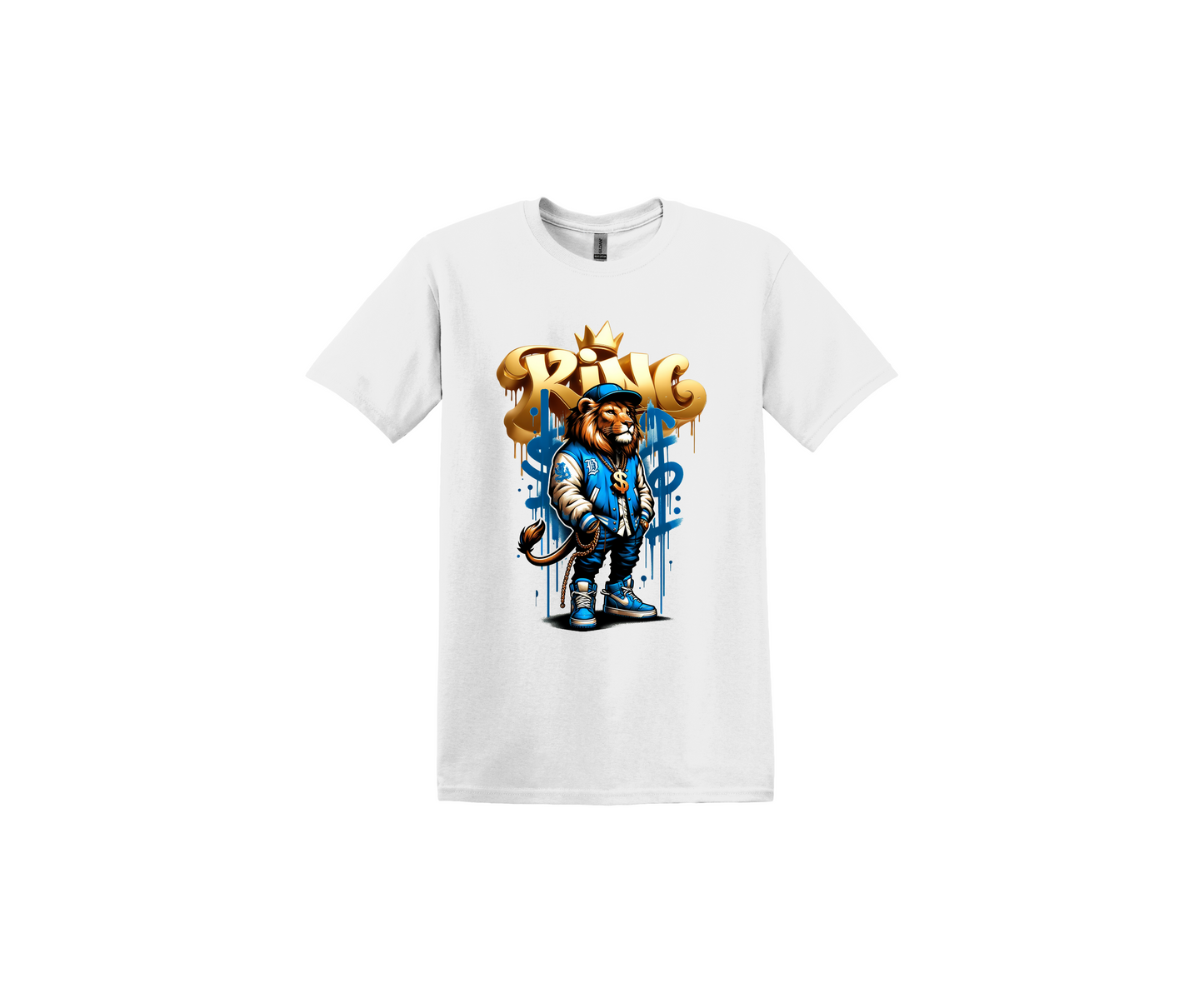 Lion Black and Blue White T-Shirt