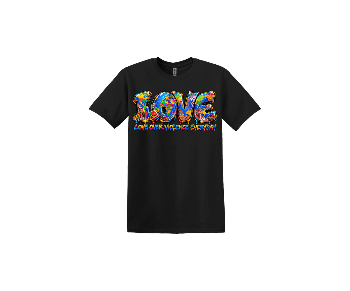 Love Over Violence Everyday Black T-Shirt