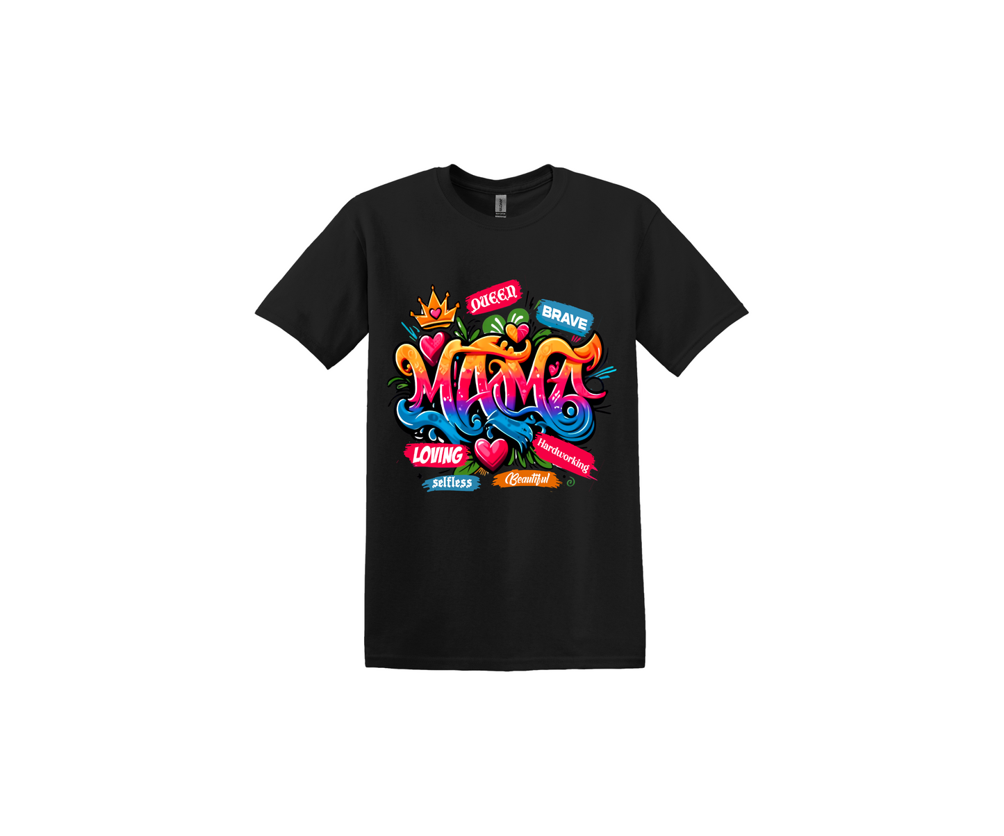 Mama Crown and Heart Black T-Shirt