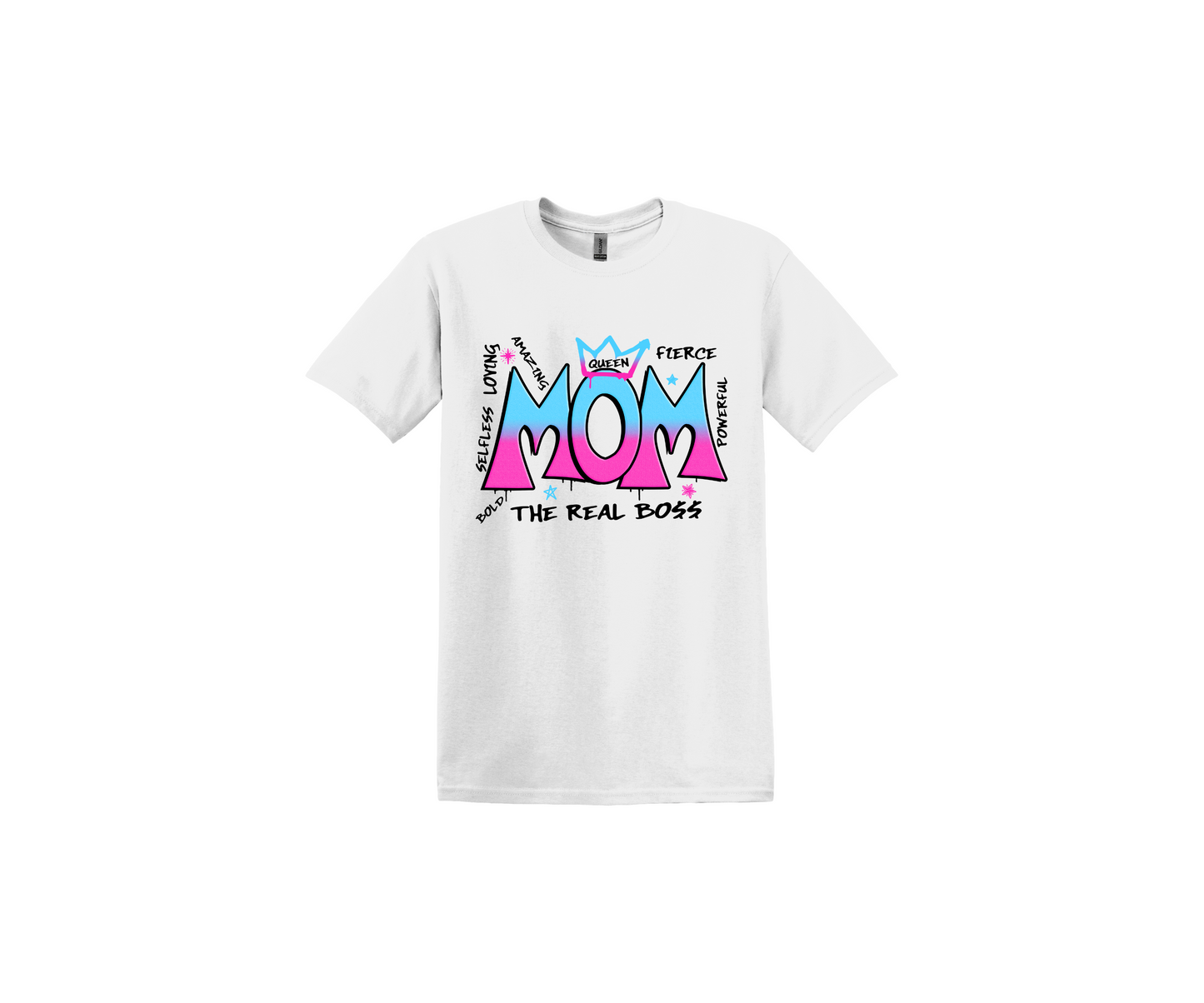 Mom Light Blue & Pink White T-Shirt